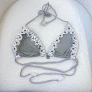 Suede Beaded Y2K Bikini Top - S