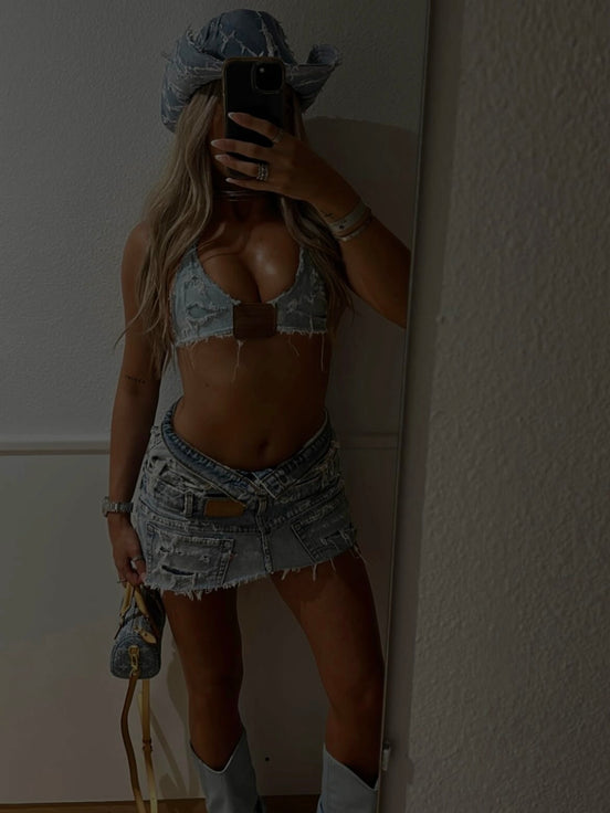 DOUBLE BLUE HALTER SET