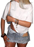 Distressed Double Grey Denim Skirt