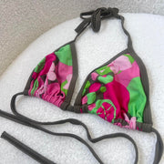 Pink/Green Y2K Bikini Top - S/M