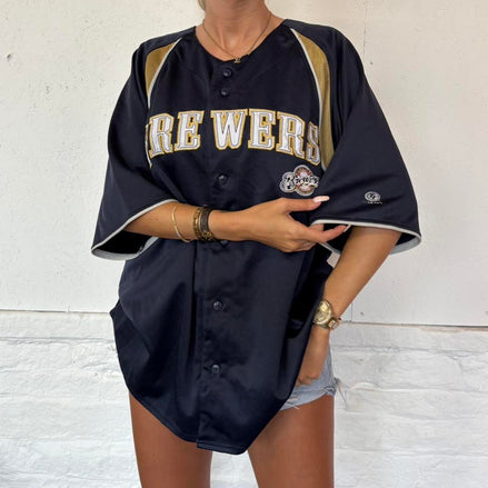Vintage Baseball Jersey Top-  L