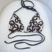 Brown Swirl Y2K Bikini Top - S