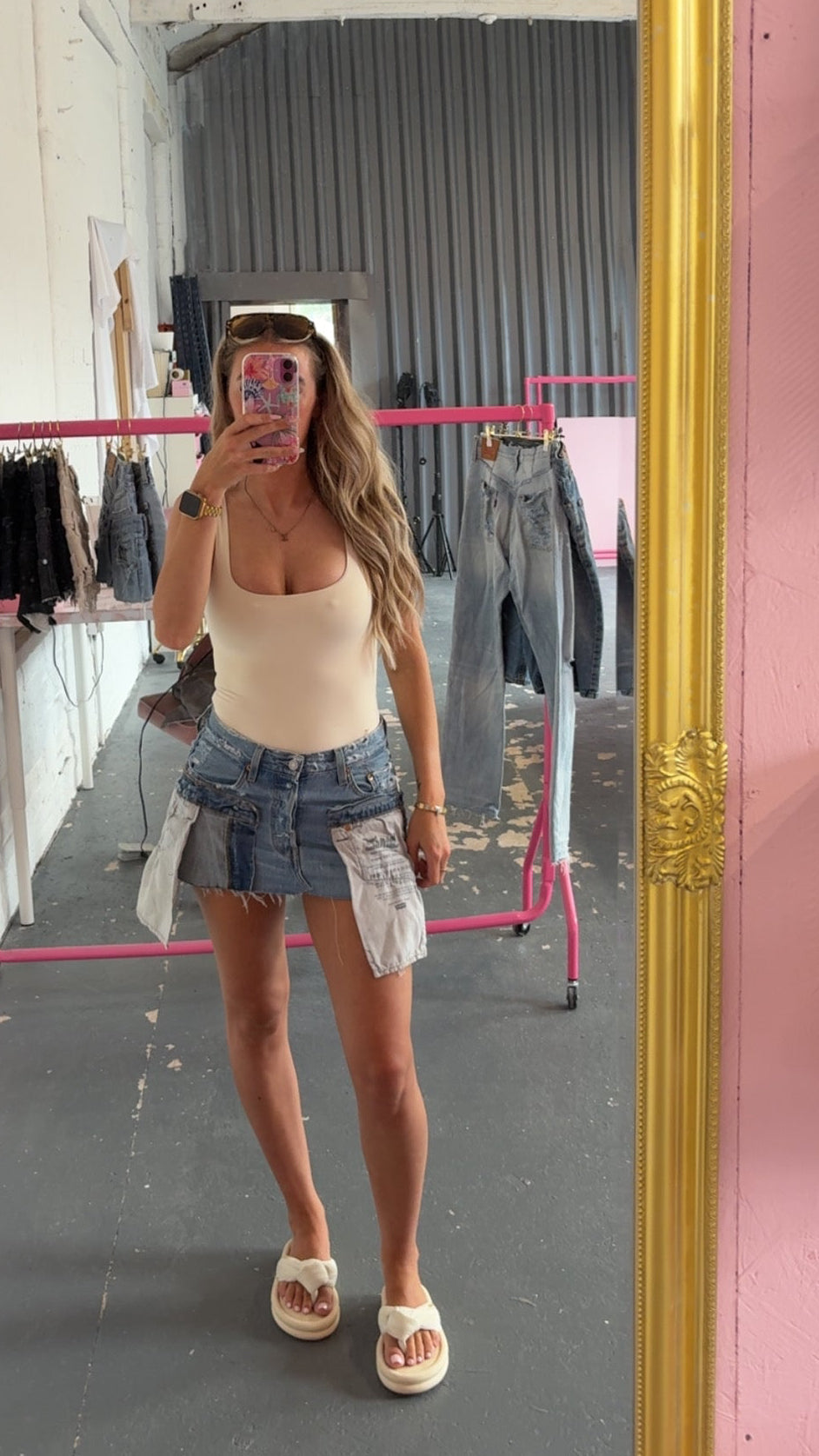 Outer Pocket Denim Skirt