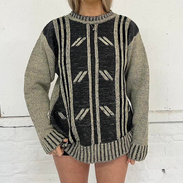 Cool Vintage Chunky Ribbed Knit Jumper - XL