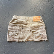 Double Beige Distressed Denim Skirt Only
