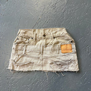 Double Beige Distressed Denim Skirt Only