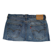 READY TO WEAR: Mid Blue Denim Skirt Silver Sparkle UK12