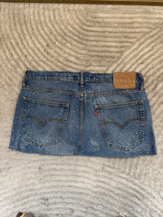 Mid Blue Denim Skirt Silver Sparkle