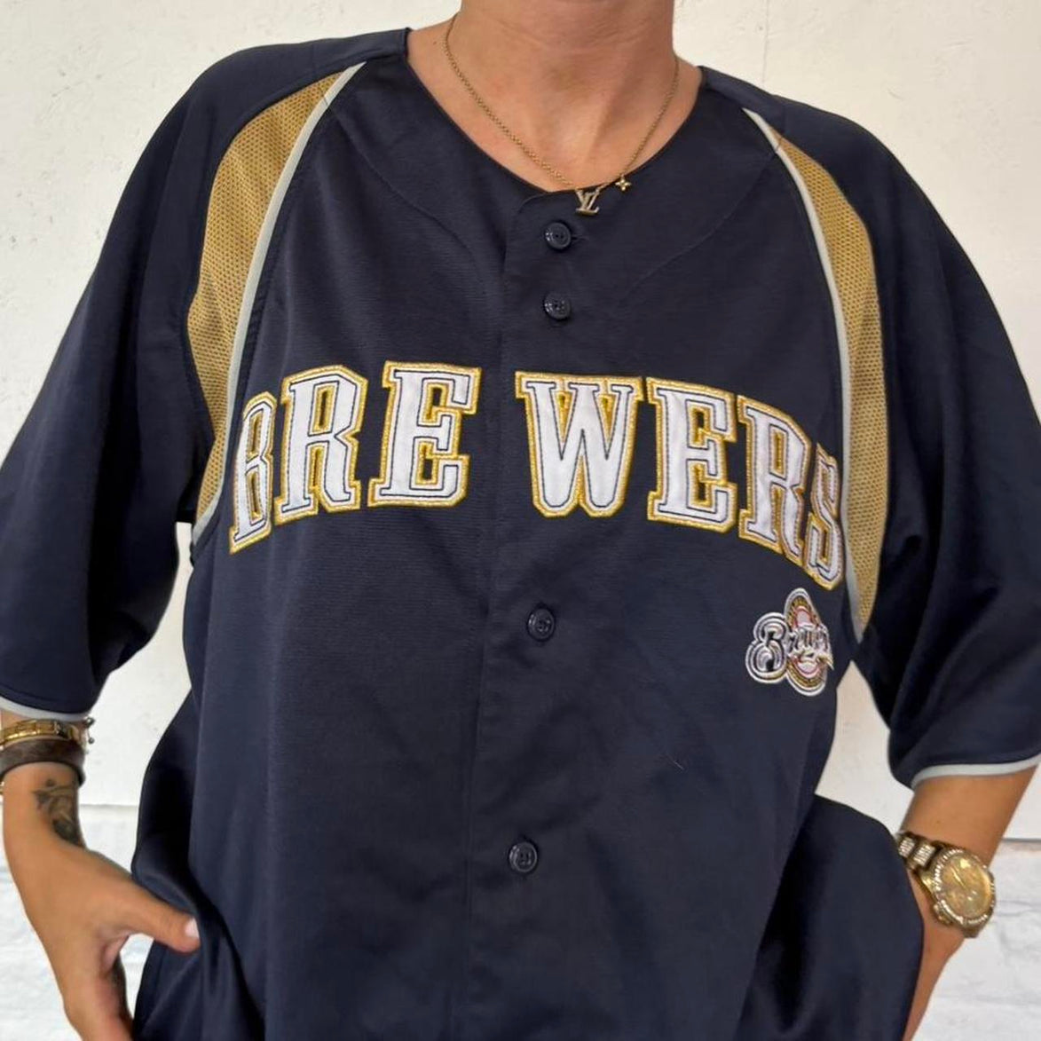 Vintage Baseball Jersey Top-  L
