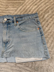 Light Blue Denim Skirt Silver Sparkle