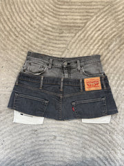 READY TO WEAR: Grey Double Denim Skirt UK10