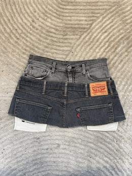 READY TO WEAR: Grey Double Denim Skirt UK10