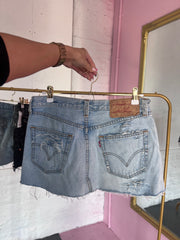 Light Blue Distressed Denim Skirt