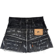 READY TO WEAR: Distressed Double Denim Skirt UK6