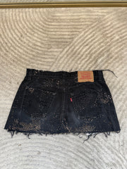 Black Denim Skirt Bronze Sparkle