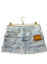 Chain Blue Distressed Double Denim Skirt