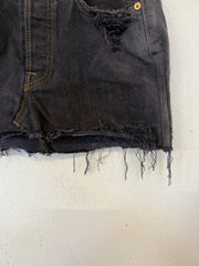 Black Distressed Denim Skirt