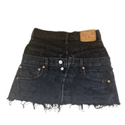 READY TO WEAR: Distressed Double Denim Skirt UK6