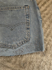 Light Blue Denim Skirt Silver Sparkle