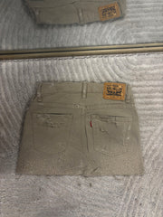 Beige Distressed Denim Skirt Bronze Sparkle