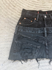 READY TO WEAR: Distressed Double Denim Skirt UK6