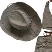 Handmade Beige Distressed Denim Cowboy Hat