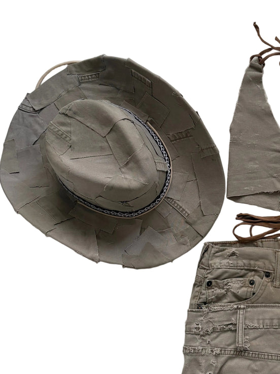 BEIGE DENIM COWBOY HAT