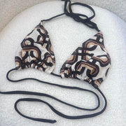 Brown Swirl Y2K Bikini Top - S