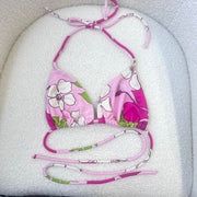 Pink Flower Y2K Bikini Top - S/M