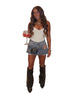 Double Grey Denim Skirt