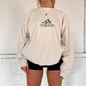 Cream Adidas Sweatshirt- L