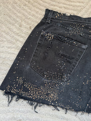 Black Denim Skirt Bronze Sparkle