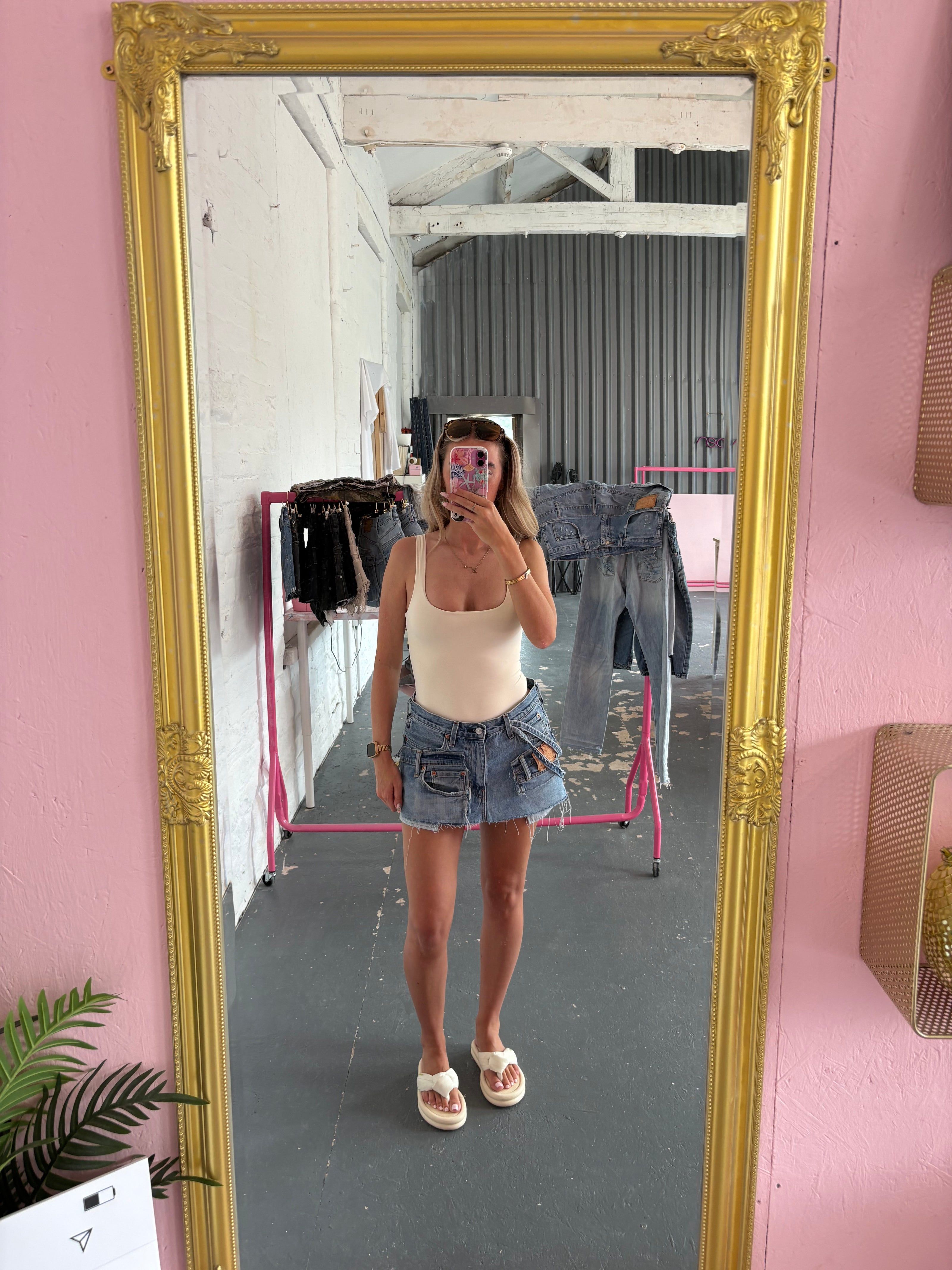 Denim Double Chain Skirt