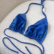 Metalic Blue Y2K Bikini Top - S/M