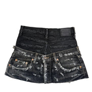 READY TO WEAR: Distressed Double Denim Skirt UK6