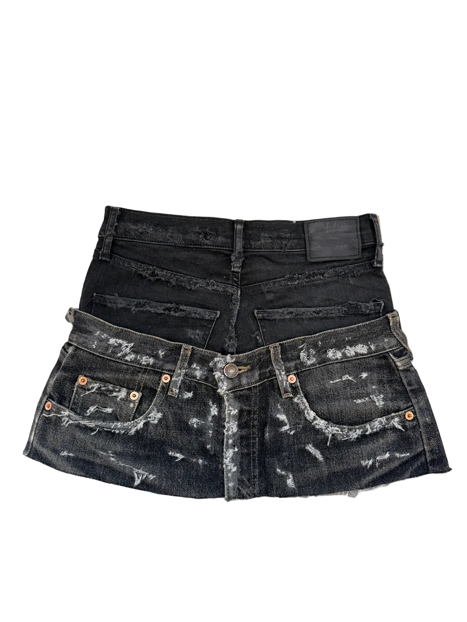 READY TO WEAR: Distressed Double Denim Skirt UK6