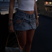 Denim Double Chain Skirt