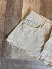 Neutral Distressed Denim Skirt