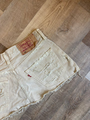 Neutral Distressed Denim Skirt