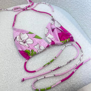 Pink Flower Y2K Bikini Top - S/M