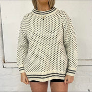 Vintage Chunky Patterned Knit Jumper - M