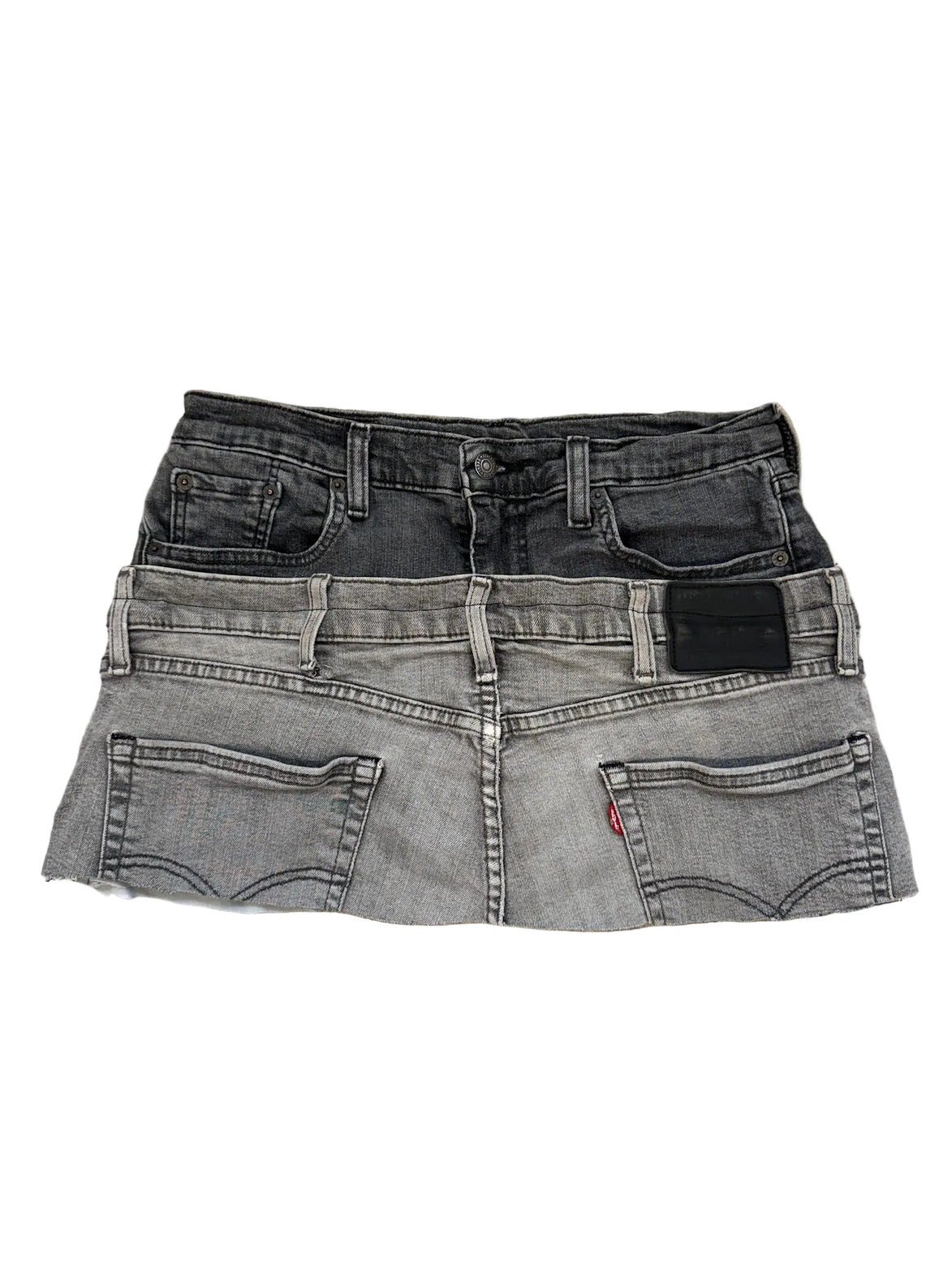 READY TO WEAR: Grey Double Denim Skirt UK8-10