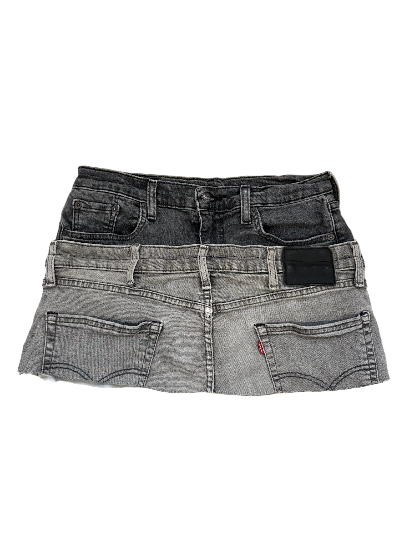 READY TO WEAR: Grey Double Denim Skirt UK8-10