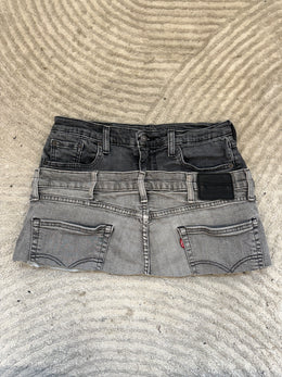 READY TO WEAR: Grey Double Denim Skirt UK8-10
