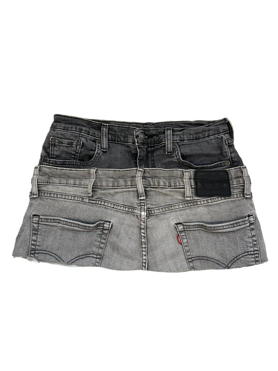 READY TO WEAR: Grey Double Denim Skirt UK8-10