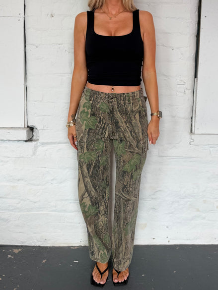 VINTAGE CAMO TROUSERS UK M