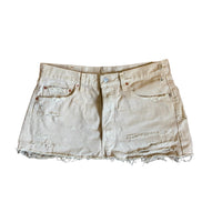 Beige Distressed Denim Skirt