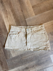 Neutral Distressed Denim Skirt