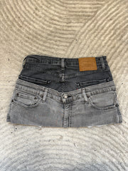 READY TO WEAR: Grey Double Denim Skirt UK8-10