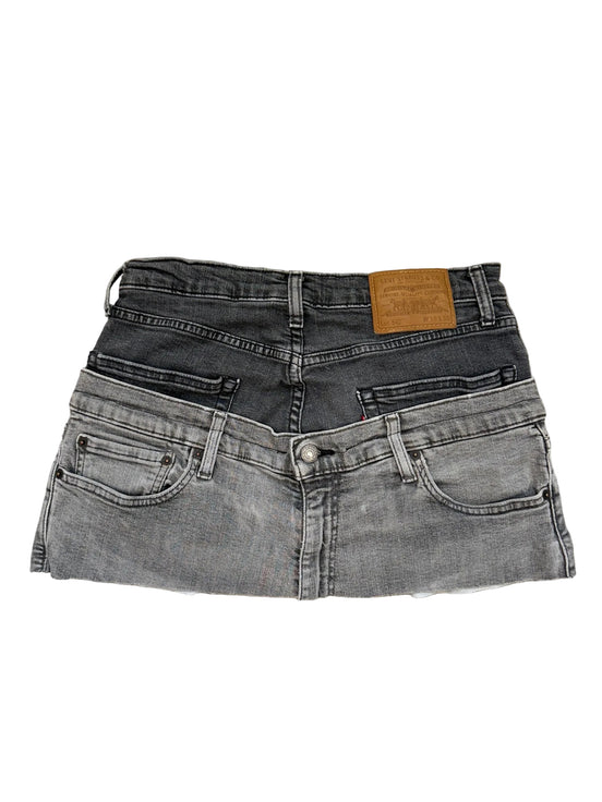 READY TO WEAR: Grey Double Denim Skirt UK8-10